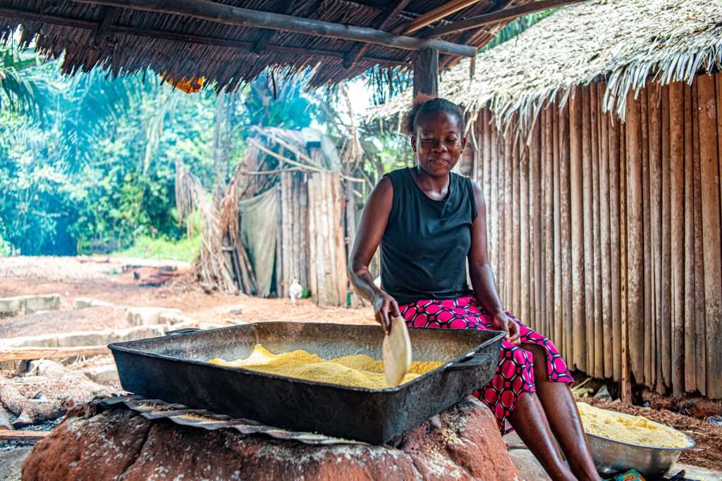 Woman preparing cornmeal