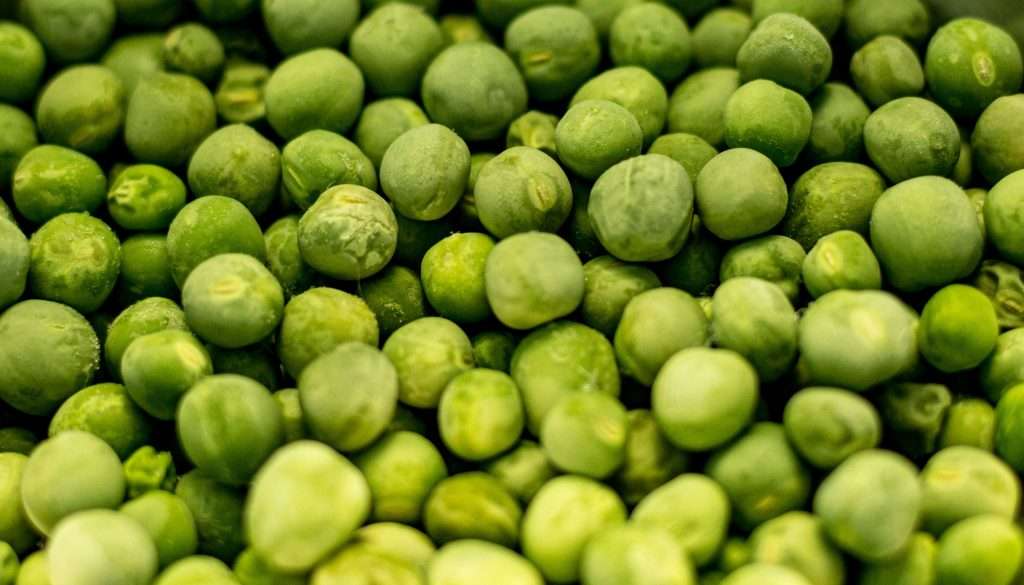 Fresh green peas in close-up